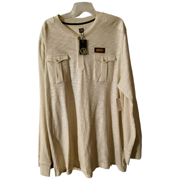 Cavi Long Sleeve 1/4 Button Henley Shirt White Pullover w/pockets Big Tall 4XL - Picture 4 of 14